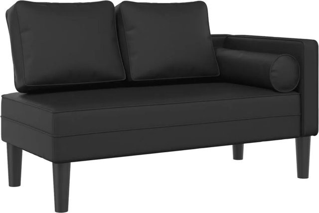 vidaXL Chaiselongue mit Kissen in Schwarz aus Kunstleder, B/T/H: 116,5 x 62,0 x 57,5 cm - Bild 1