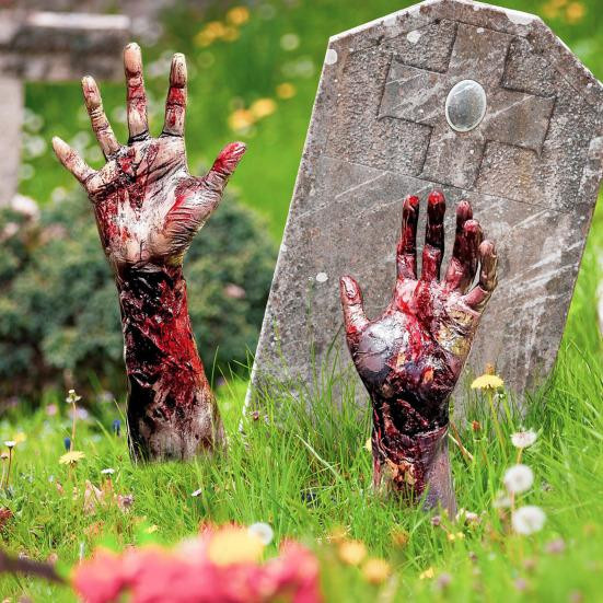 Shunfengshunshui Halloween Kartenstecker mit Blut-Geisterhand-Motiv in Mehrfarbig für gruselige Garten-Dekoration - Bild 6
