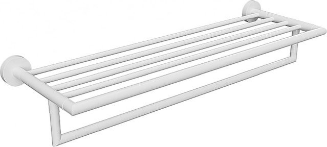 Handtuchablage Brillantbad WHITE aus Messing in Weiß, Wandmontage, B/H/T: 55,0 x 12,0 x 26,5 cm - Bild 1