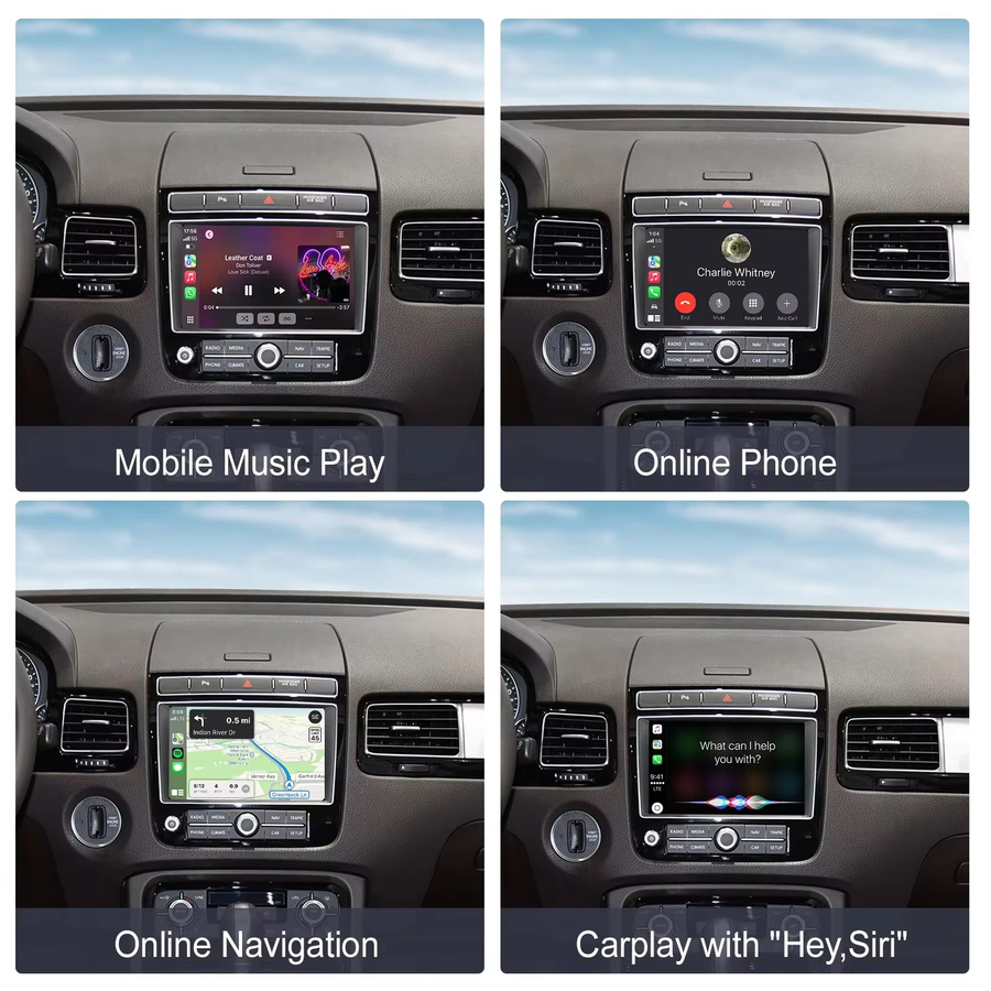 REEIIO Drahtloses CarPlay und Android Auto Modul für VW Volkswagen Touareg RNS850 (2010-2018) mit Mirror Link, AirPlay, Navigation und Bluetooth - Bild 3