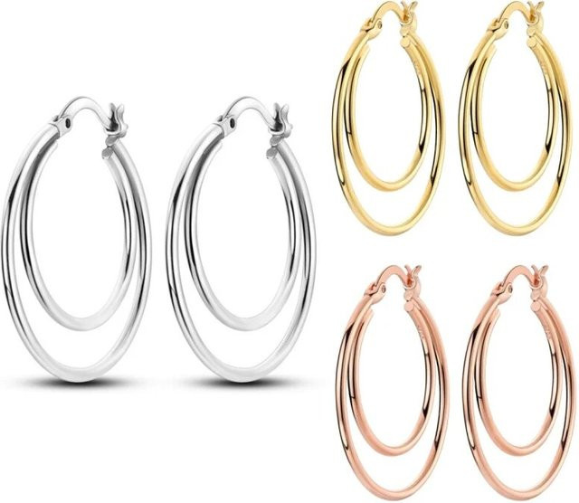 MISEFF Ring-Creolen, 925 Silber, Roségold, Damen - Bild 1