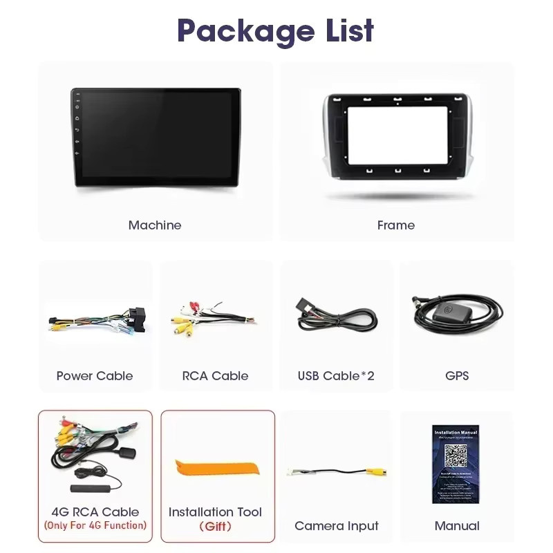 srnubi Drahtloses CarPlay Autoradio für Peugeot 2008 208 2012–2018, Multimedia-Video-Player mit Stereo-Navigation und DVD-Kopfeinheit, Schwarz - Bild 6