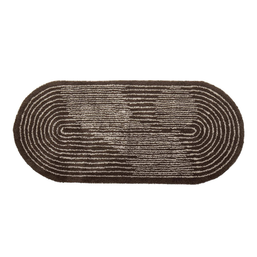Bloomingville Teppich Zhina aus Baumwolle in Braun, Handgetuftet, Oval, Abstraktes Design, Breite: 70 cm, Länge: 160 cm - Bild 1