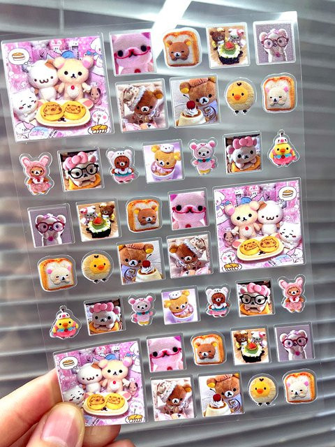 Rilakkuma Kawaii Klebeaufkleber aus PVC in Multicolour für Nail Art und Sammelalben - Bild 1
