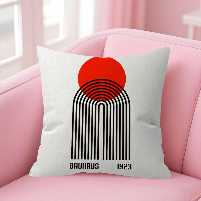 JMG Clothing Kissenbezug im Bauhaus-Stil mit grafischem Design, Farbe: Weiß, B/T/H: 45 x 45 x 1 cm - Bild 1