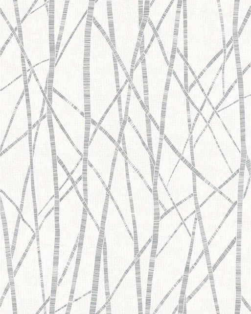 Marburg Vliestapete Streifen Zweige Pearl in Weiß, Motiv Botanisch und Modern, Breite: 53 cm, Länge: 10,05 m - Bild 1