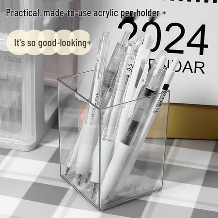 Multifunktionaler Acryl-Stifthalter in transparentem Design als Schreibtisch-Organizer für Kinder im Muji-Stil