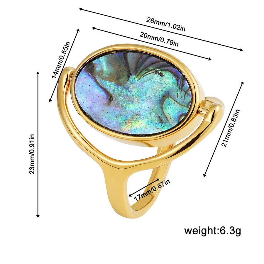 amofa Ring Abalone-Muschel, Messing, Gold, Damen, Vintage - Bild 2