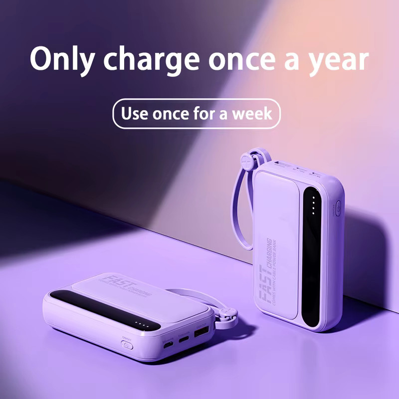 VIVO Powerbank 50000mAh mit 120W Superschnellladefunktion, 4-in-1-Kabel und LED-Digitalanzeige in Schwarz oder Lila - Bild 3