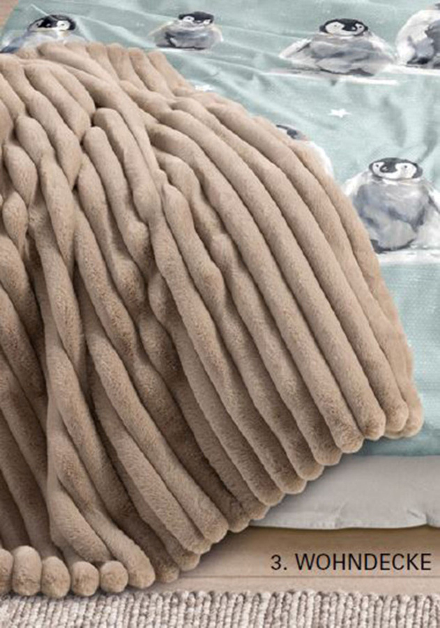 Sympathica Felldecke Raya aus Webpelz in Sand und Beige, B/T: 140 x 200 cm - Bild 1