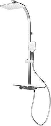SCHULTE Duschsystem Square mit Regendusche, Handbrause und Thermostat, Messing, silberfarben, H x T: 103 x 44 cm - Bild 1