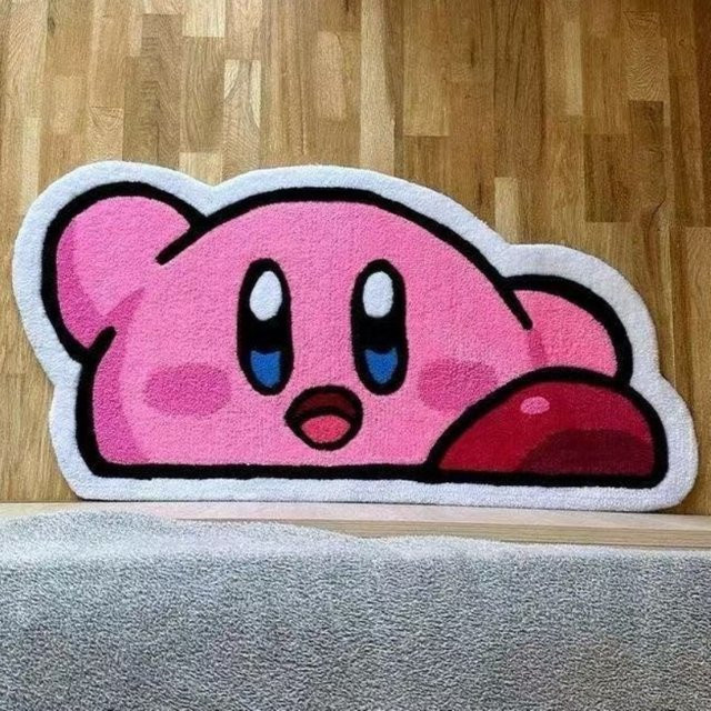 Bandai Kirby Anime Plüschteppich Pink, Rund, Rutschfest und Schnelltrocknend - Bild 1
