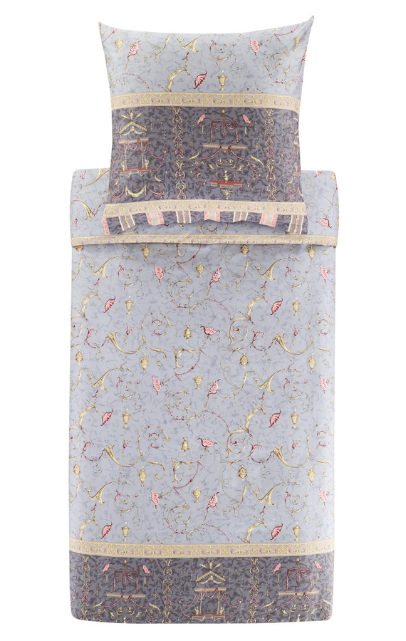Bassetti Satin Bettwäsche OPLONTIS Mako-Satin mit floralem Design in Grau, bestehend aus Bettbezug und Kissenbezug (Kissen: 80 x 80 cm) - Bild 1