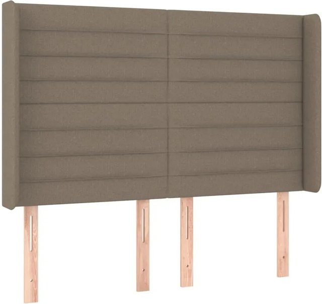 vidaXL LED Kopfteil in Taupe mit USB-Ladeport und integrierter Beleuchtung, Stoff, B: 147 cm, T: 16 cm, H: 118 cm bis 128 cm - Bild 1