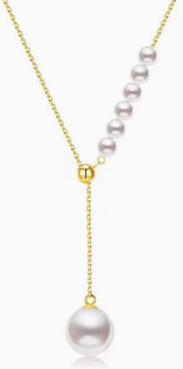 Kettenhalskette 18k Gold, Süßwasserperlen, Unisex - Bild 1