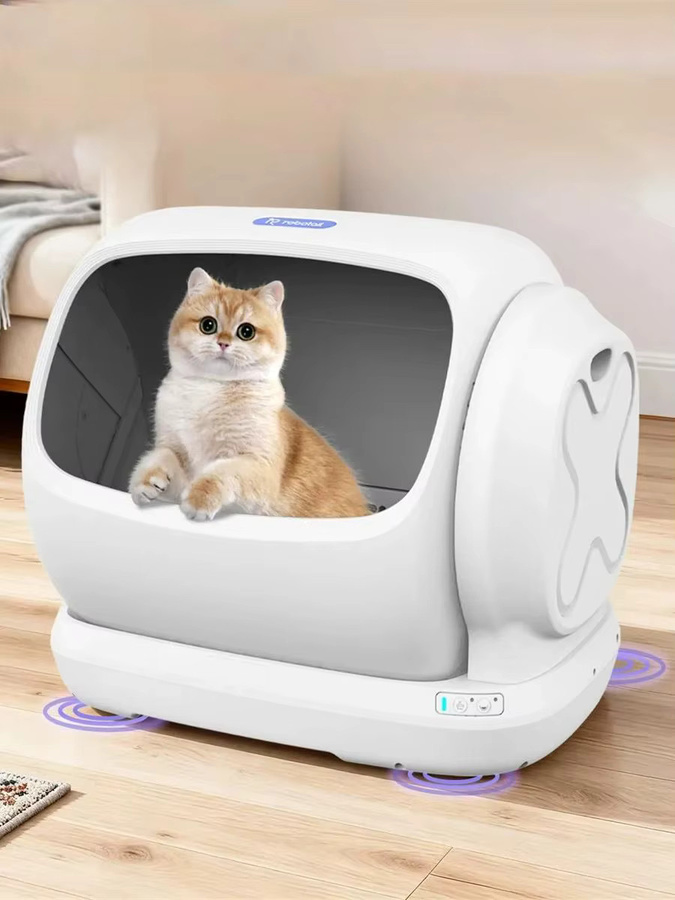 Robotail C42 Intelligente automatische Katzentoilette in Weiß, halb offene elektrische selbstreinigende Katzentoilette mit 106 l Volumen und ultra-leisem Betrieb - Bild 3