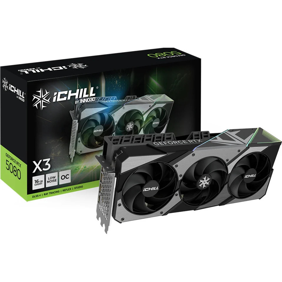 INNO3D GeForce RTX 5080 ICHILL X3 V2 Grafikkarte in Schwarz mit DisplayPort und HDMI - Bild 1