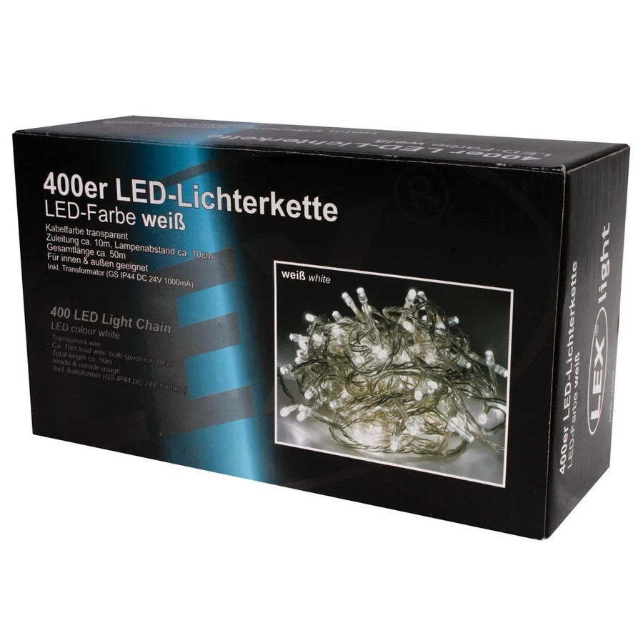 Lex LED Lichterkette mit 400 Lichtern in Weiß für Innen und Außen mit IP44 Schutz - Bild 2