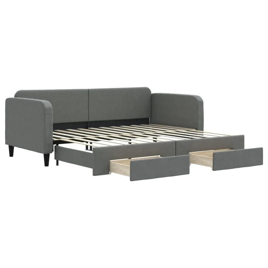 vidaXL Tagesbett ausziehbar mit Schubladen in Dunkelgrau, B/T/H: 90 x 200 x 75 cm - Bild 2