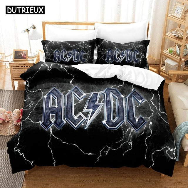 AC/DC Musik Bettwäsche-Set mit 3D-Design aus Mikrofaser, Schwarz, B/H: 140 x 210 cm - Bild 1