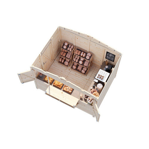Palmako Marktstand Marian aus Fichtenholz mit Satteldach und PVC-Plane, Weiß, B/T/H: 328 x 284 x 245 cm - Bild 3