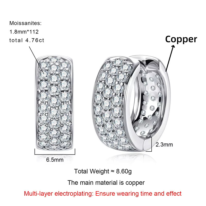 MossanRappr Creolen, 14K vergoldet, Moissanit, Zirkonia, Unisex - Bild 1