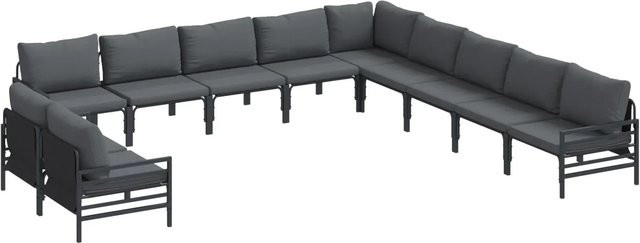 vidaXL Garten-Sofa-Set 11-teilig aus anthrazitfarbenem Stahl mit UV-beständigen Polstern - Bild 1