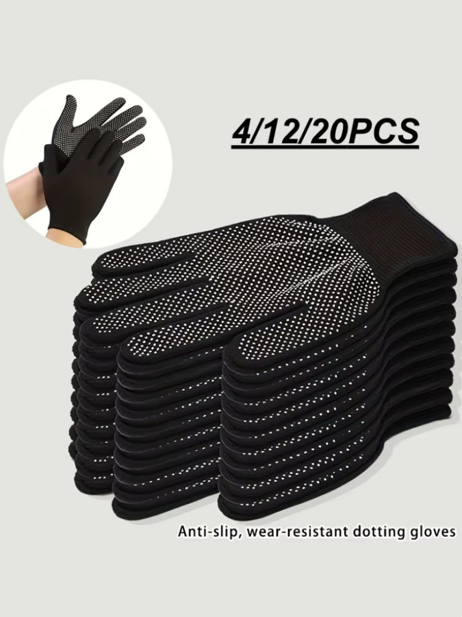 INMAICH Sicherheits-Arbeitshandschuhe aus Nylon in Schwarz mit rutschfesten Punkten für Gartenarbeit, Angeln und Grillen - Bild 7