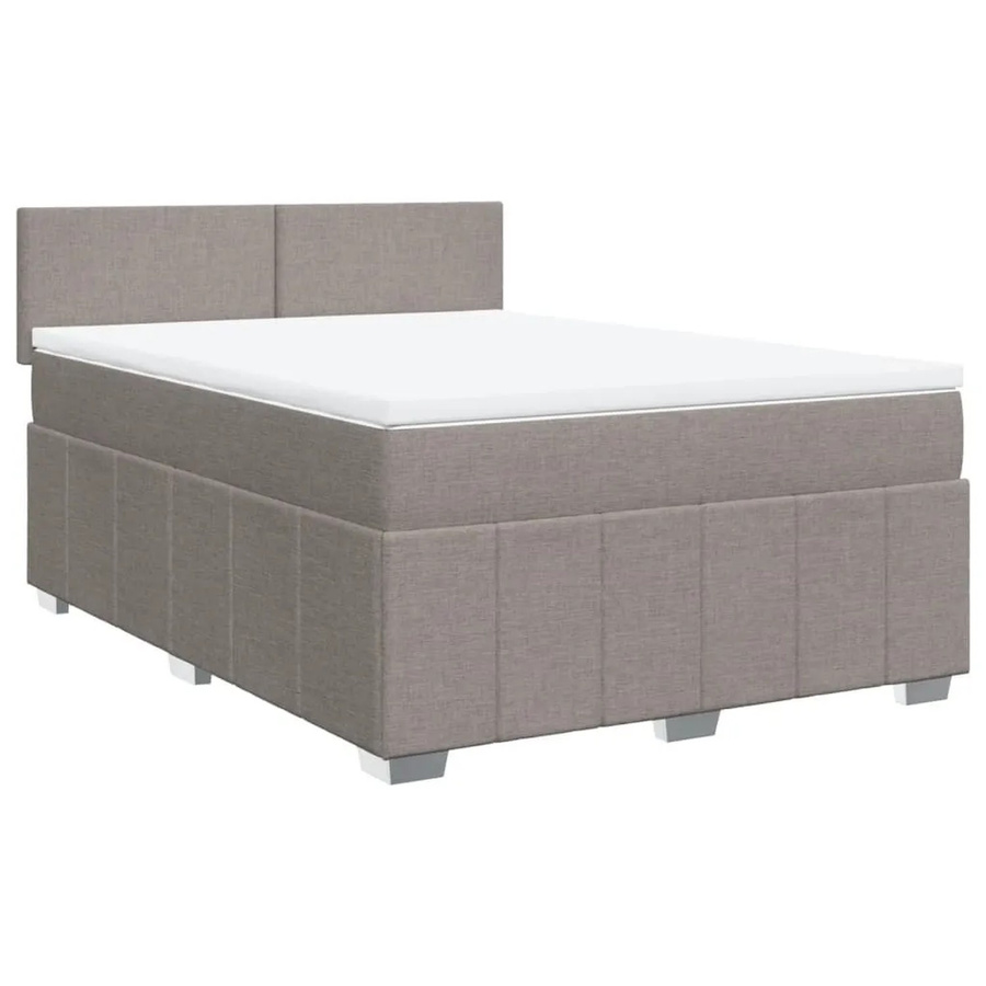vidaXL Boxspringbett Hybrid mit Matratze und USB-Ladeport, Farbe Taupe, B/T: 160 x 200 cm - Bild 2