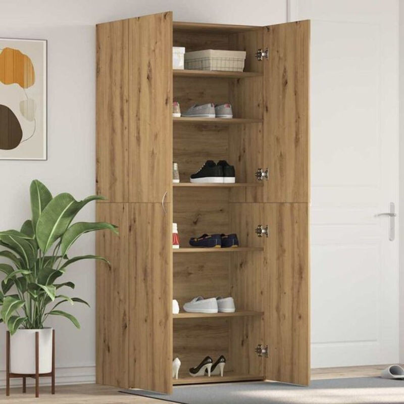 Vidaxl Schuhschrank Modern Braun aus Holzwerkstoff mit Drehtüren B/T/H: 80 x 35,5 x 180 cm - Bild 1
