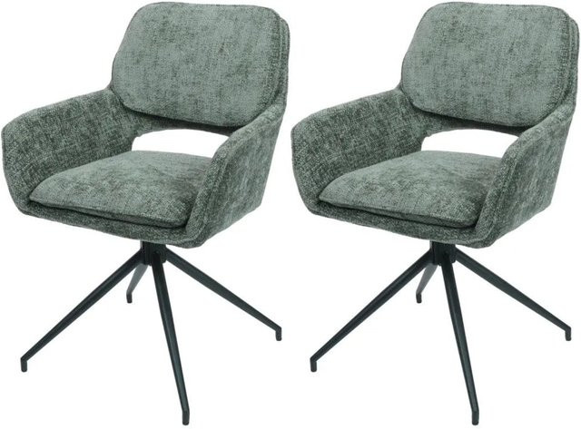 2er-Set MCW Esszimmerstuhl N74 in Grün aus Stoff Chenille mit Auto-Return Funktion - Bild 2