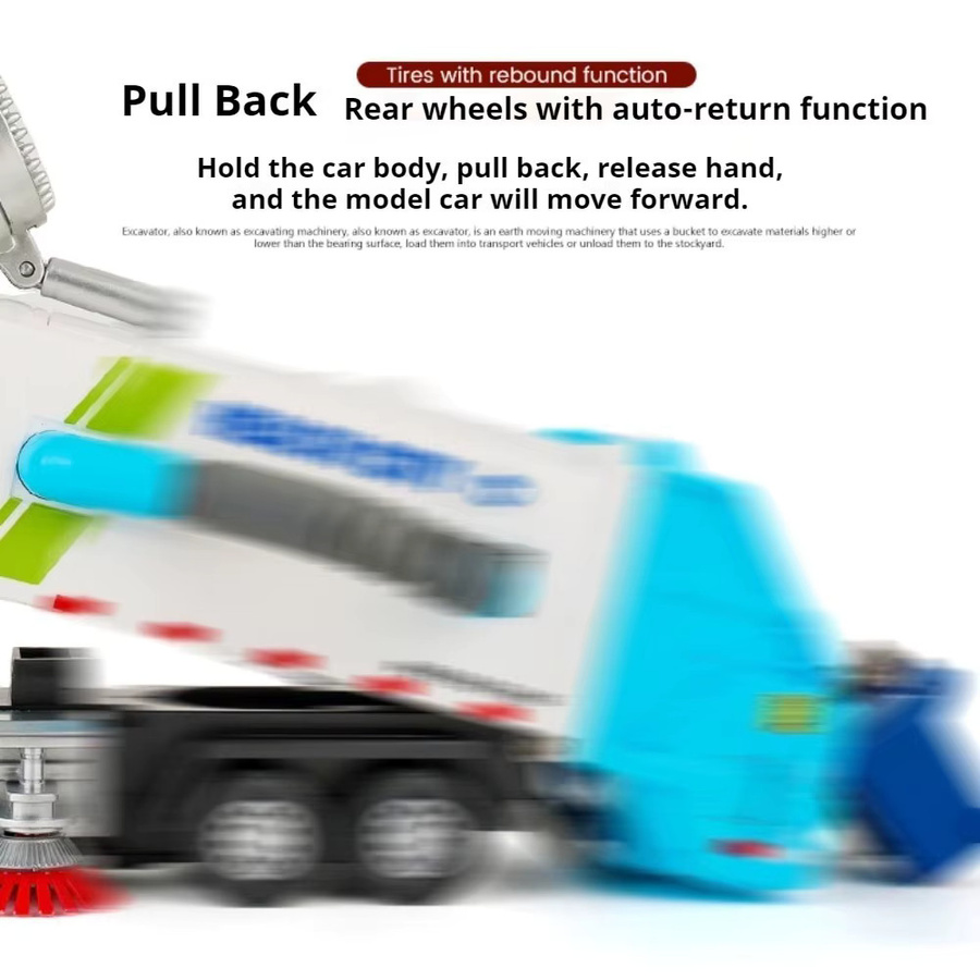 MAKEDA Vakuum-Kehrmaschinenfahrzeug, Urbaner Anti-Dunst-LKW, Modellauto, 1:32, Metall, Gummi - Bild 5
