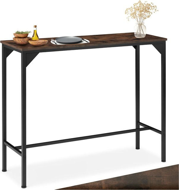 tectake Bartisch Kerry Industrial Style aus Holz und Stahl, Dunkel, B/T/H: 120 x 40 x 100,5 cm - Bild 1