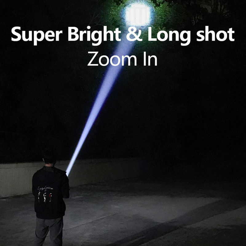 TOMTOP JMS Wasserdichte LED Taschenlampe mit SOS Strobe Funktion und Akku in Grau - Bild 7