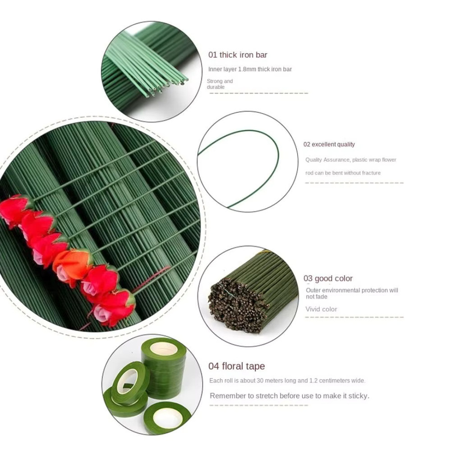 30 Stück grüne Zinkdrähte für Blumenarrangements und Bastelarbeiten, 2 mm Durchmesser, Länge: 40 cm - Bild 4