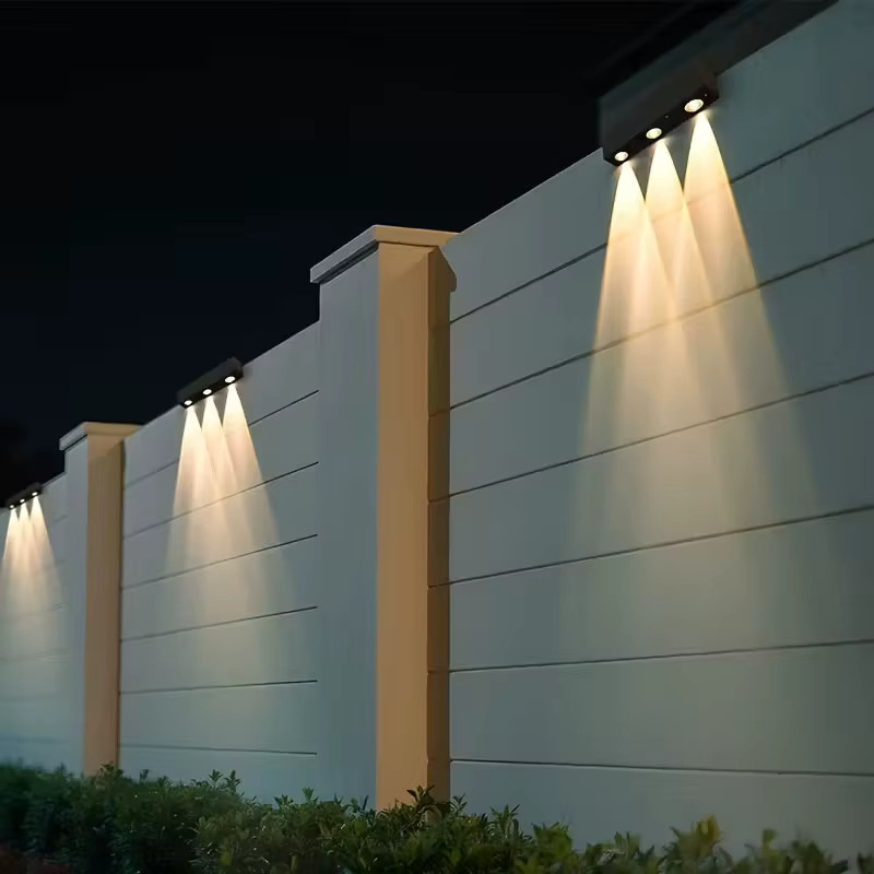 TLEDMP Solar-Wandleuchte für den Außenbereich in Schwarz, IP65 wasserdichte Gartenlampe im modernen rechteckigen Design - Bild 3