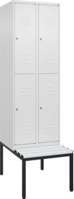 C+P Doppelstock-Spind Classic PLUS Sitzbank mit 2 Abteilen, Farbe Anthrazit/Grau, B/T/H: 212,0 x 60,0 x 81,5 cm - Bild 1