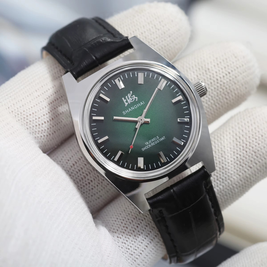 HEIMDALLR Analoguhr, Handaufzug, 36 mm, Leder, Grün, Herren - Bild 2