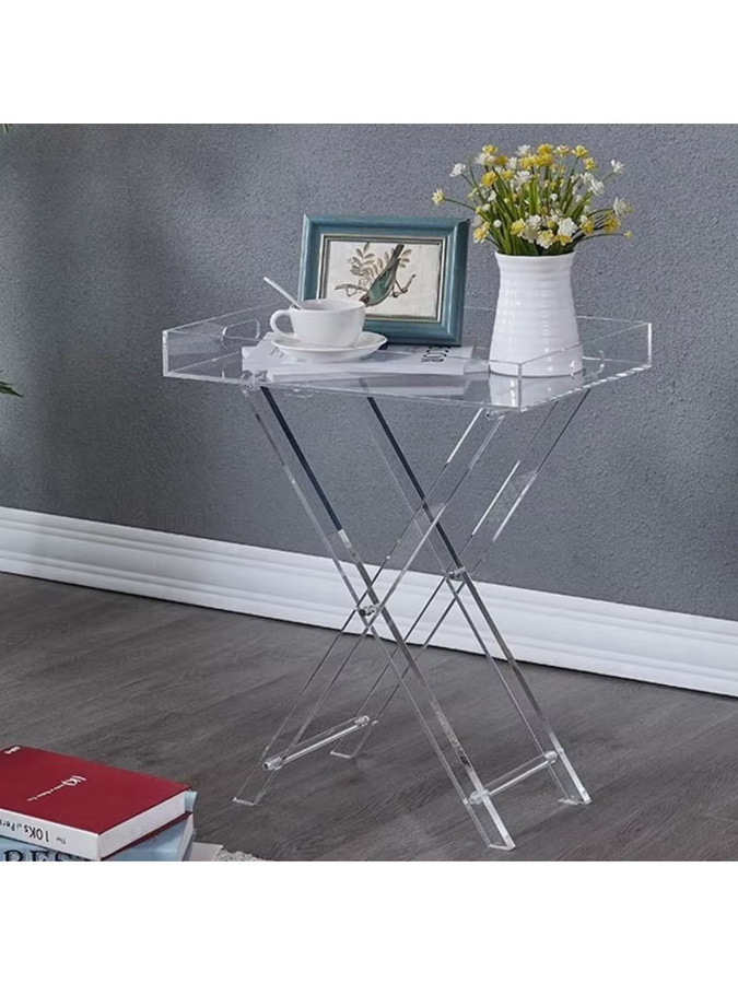Klappbarer Couchtisch von LIUSHADUOLA aus transparentem Acryl, moderner quadratischer Beistelltisch in glänzendem Design - Bild 4