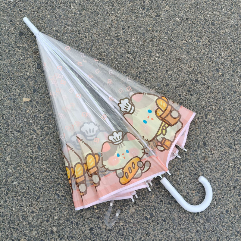 Faltbarer transparenter Regenschirm mit Katzenfigur in Rosa, wind- und regenfest - Bild 4