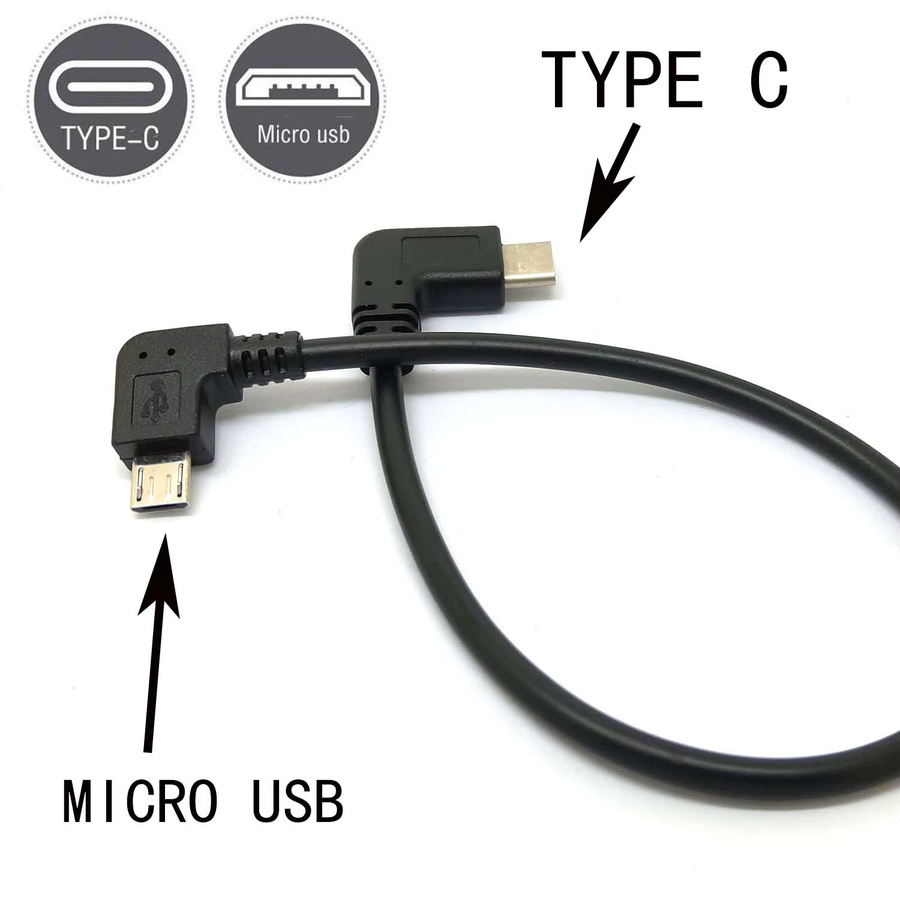 BSN 90-Grad-Winkeladapter USB-C auf Micro-USB OTG-Datenkabel und Ladekabel in Schwarz - Bild 2