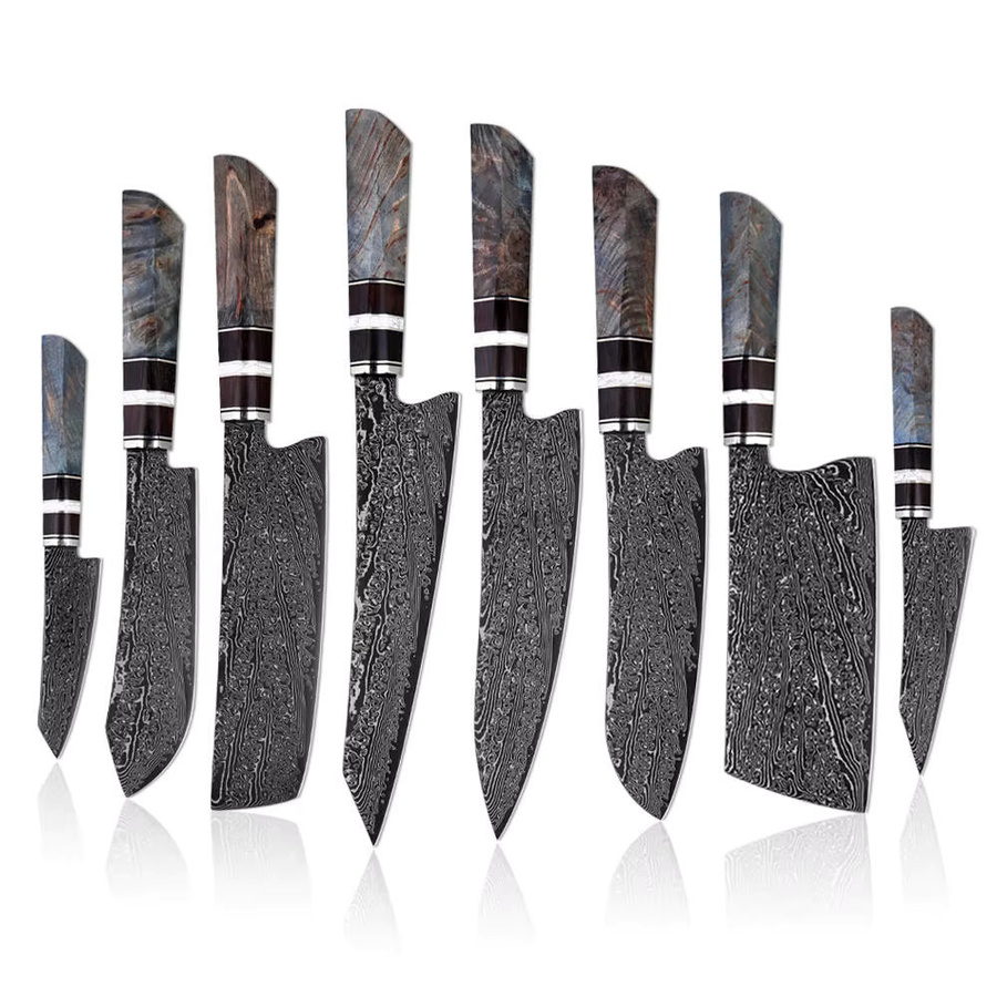 xituo 1-8-teiliges Damast-Küchenmesser-Set aus japanischem Damaststahl mit Holzgriff für Profiköche - Bild 2