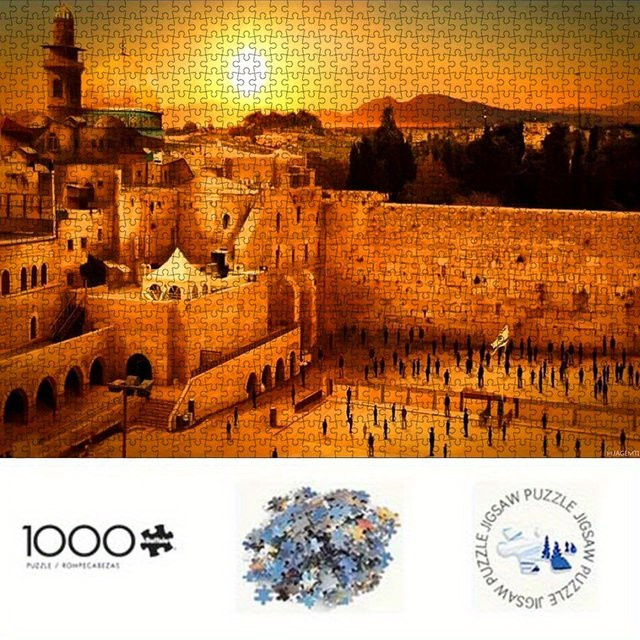 AZNM Jerusalem Ancient City Wall Sunset Scenery, Puzzle, 1.000 Teile, ab 14 Jahren - Bild 1