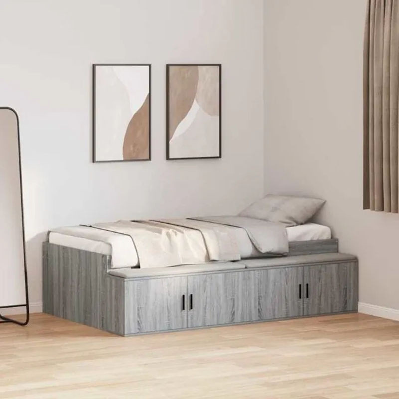 vidaXL Funktionsbett mit Stauraum in Grau Sonoma aus Holzwerkstoff, B/T: 90 x 200 cm - Bild 1