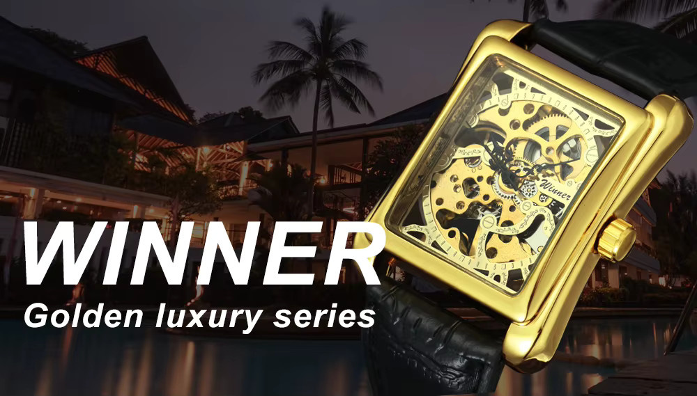 WINNER Armbanduhr, Mechanisch, Gold, Leder, Herren - Bild 4