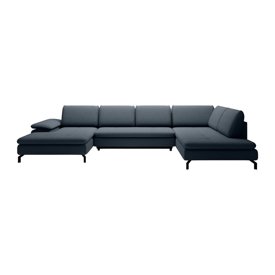 Vente-unique Schlafsofa Archibald Ecksofa links in Blau mit Strukturstoff - Bild 2