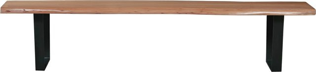 TPFLiving Bank aus Akazie und Stahl, Farbe Nussbaum und Schwarz, Breite: 150 cm - Bild 1