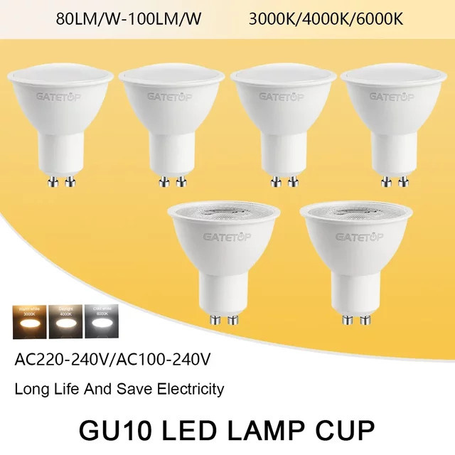 10 Stück LED-Strahler GU10 5W Warmweiß, flimmerfrei, Ersatz für 40W Halogen, 220V - Bild 1
