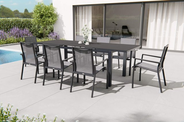 Siena Garden Miros/Velia Garten-Essgruppe aus Aluminium in Anthrazit, ausziehbar und witterungsbeständig - Bild 1