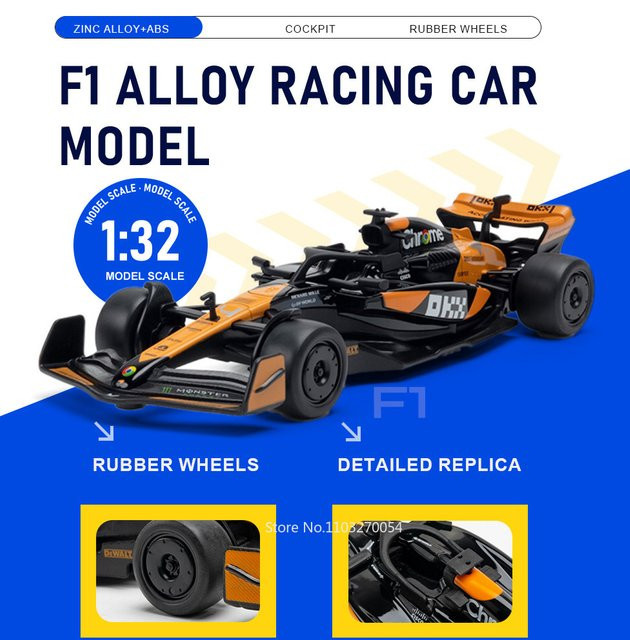MAKEDA F1 Formel-E-Rennwagen, Druckguss-Legierungsmodell, 1:32, Metall, Gummi - Bild 1